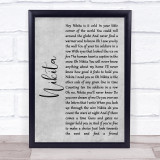 Elton John Nikita Grey Rustic Script Song Lyric Quote Music Print
