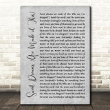 Eurythmics Sweet Dreams (Are Made of This) Grey Rustic Script Song Lyric Quote Music Print