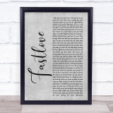 George Michael Fastlove Grey Rustic Script Song Lyric Quote Music Print