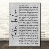 Hamilton, Joe Frank & Reynolds Fallin' In Love Grey Rustic Script Song Lyric Quote Music Print