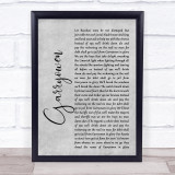Irish Folk Song Garryowen Grey Rustic Script Song Lyric Quote Music Print
