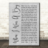 Jeff Lynne's ELO When I Was A Boy Grey Rustic Script Song Lyric Quote Music Print
