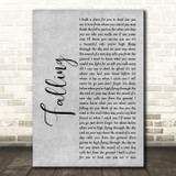 Joshua Radin Falling Grey Rustic Script Song Lyric Quote Music Print