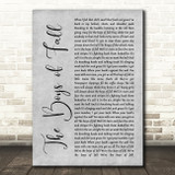 Kenny Chesney The Boys of Fall Grey Rustic Script Song Lyric Quote Music Print