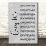 Levellers Carry Me Grey Rustic Script Song Lyric Quote Music Print