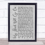 Celine Dion My Heart Will Go On Rustic Script Grey Song Lyric Quote Print