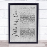 Eric Church Holdin' My Own Rustic Script Grey Song Lyric Quote Print