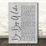 Gene Vincent Be-Bop-A-Lula Rustic Script Grey Song Lyric Quote Print