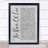 Celine Dione The Power Of Love Rustic Script Grey Song Lyric Quote Print