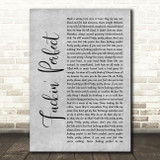Pink Fuckin' Perfect Rustic Script Grey Song Lyric Quote Print