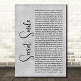 Semisonic Secret Smile Rustic Script Grey Song Lyric Quote Print