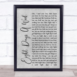 The Beatles Eight Days A Week Rustic Script Grey Song Lyric Quote Print