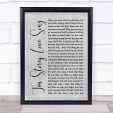 The Stone Roses Ten Storey Love Grey Song Rustic Script Grey Song Lyric Print