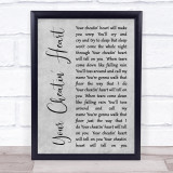 Elvis Presley Your Cheatin' Heart Rustic Script Grey Song Lyric Quote Print