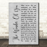 Elvis Presley The Wonder Of You Rustic Script Grey Song Lyric Quote Print