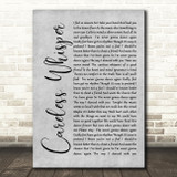 George Michael Careless Whisper Rustic Script Grey Song Lyric Quote Print