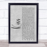 Prince Kiss Rustic Script Grey Song Lyric Quote Print