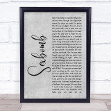 Tom Jones Sexbomb Rustic Script Grey Song Lyric Quote Print