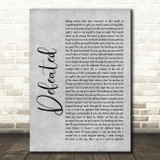 Anastacia Defeated Rustic Script Grey Song Lyric Quote Print