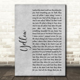 Coldplay Yellow Rustic Script Grey Song Lyric Quote Print