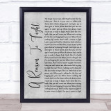 Disturbed A Reason To Fight Rustic Script Grey Song Lyric Quote Print