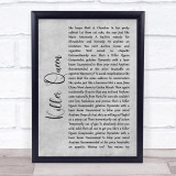 Queen Killer Queen Rustic Script Grey Song Lyric Quote Print