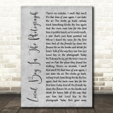 Stereophonics Local Boy In The Photograph Rustic Script Grey Song Lyric Print
