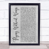 Westlife Flying Without Wings Rustic Script Grey Song Lyric Quote Print