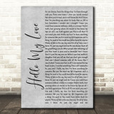 Westlife Hello My Love Rustic Script Grey Song Lyric Quote Print