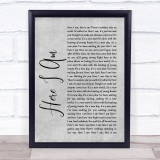 Bryan Adams Here I Am Rustic Script Grey Song Lyric Quote Print