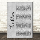 Kate Nash Foundations Rustic Script Grey Song Lyric Quote Print