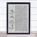 Mumford & Sons Lover Of The Light Rustic Script Grey Song Lyric Quote Print