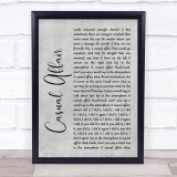 Panic! At The Disco Casual Affair Rustic Script Grey Song Lyric Quote Print