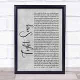 Rachel Platten Fight Grey Song Rustic Script Grey Song Lyric Quote Print