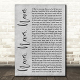 Shirley Bassey Never, Never, Never Rustic Script Grey Song Lyric Quote Print