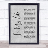 The Beatles Life In My Life Rustic Script Grey Song Lyric Quote Print