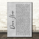 Alabama Down Home Rustic Script Grey Song Lyric Print