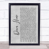 Alabama Down Home Rustic Script Grey Song Lyric Print