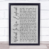 Barry Manilow Weekend In New England Rustic Script Grey Song Lyric Print