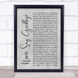 Bon Jovi Never Say Goodbye Rustic Script Grey Song Lyric Print