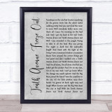 Bruce Springsteen Tenth Avenue Freeze Out Rustic Script Grey Song Lyric Print