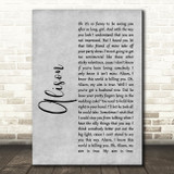 Elvis Costello Alison Rustic Script Grey Song Lyric Print