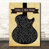 John Denver Like A Sad Song Black Guitar Song Lyric Print