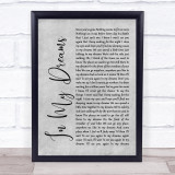 James Morrison In My Dreams Rustic Script Grey Song Lyric Print