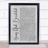 Lana Del Rey Young And Beautiful Rustic Script Grey Song Lyric Print