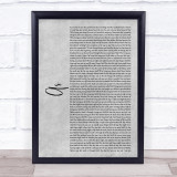 Stevie Wonder As Rustic Script Grey Song Lyric Print