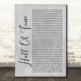 The Script Hall Of Fame Rustic Script Grey Song Lyric Print