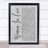Barbra Streisand Woman In Love Rustic Script Grey Song Lyric Print
