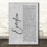 Coldplay Everglow Rustic Script Grey Song Lyric Print