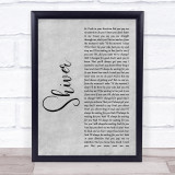 Coldplay Shiver Rustic Script Grey Song Lyric Print